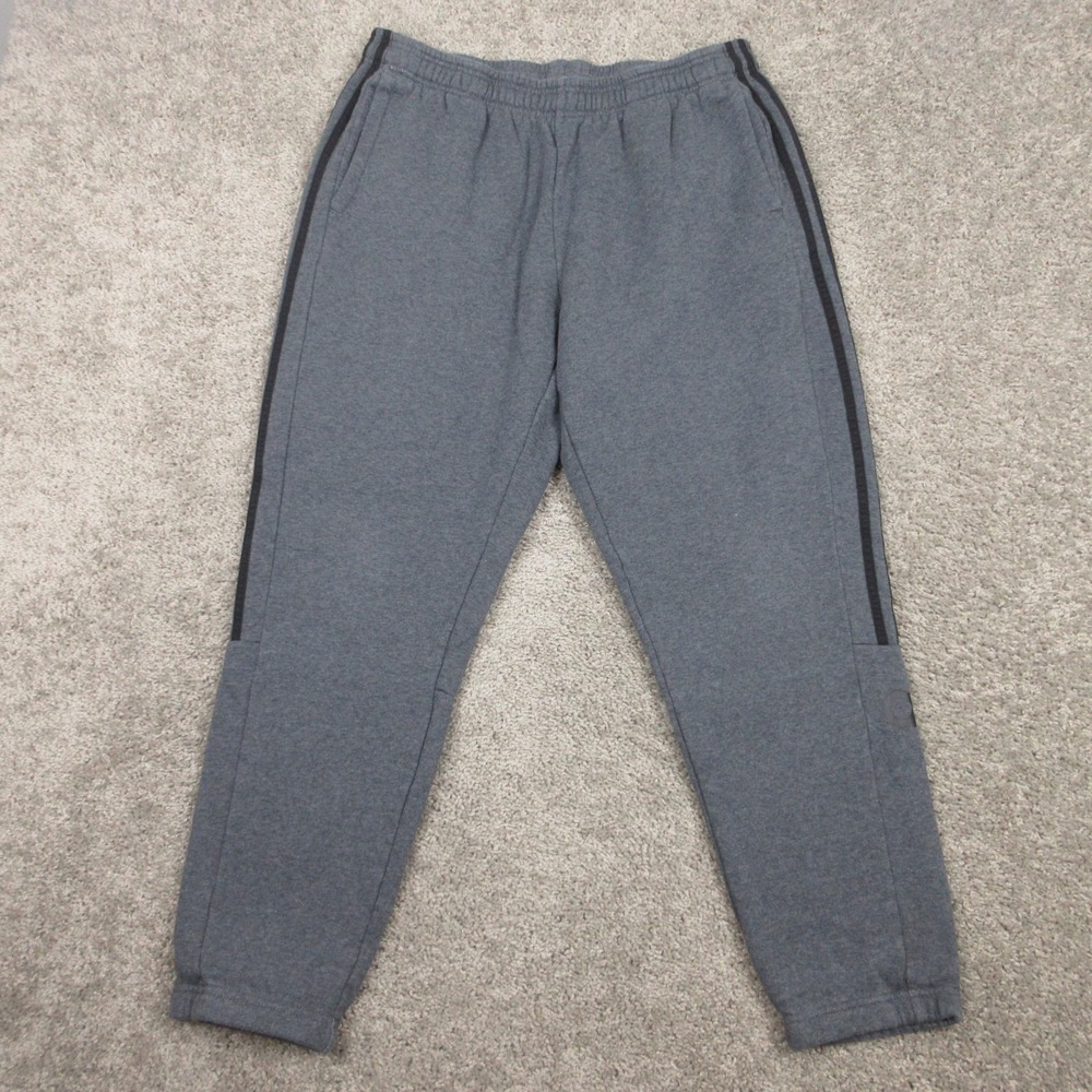 Adidas Sweatpants Mens XL Gray Three Stripe Fleece Logo Casual Comfort Sport Gym